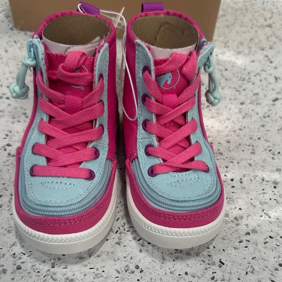 Billy Kids High-Top Sneakers - Fuchsia and Aqua - Picture 3 of 5